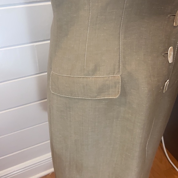 GENNY linen dress with white accent stitching made in Italy US size 12 - Picture 5 of 9